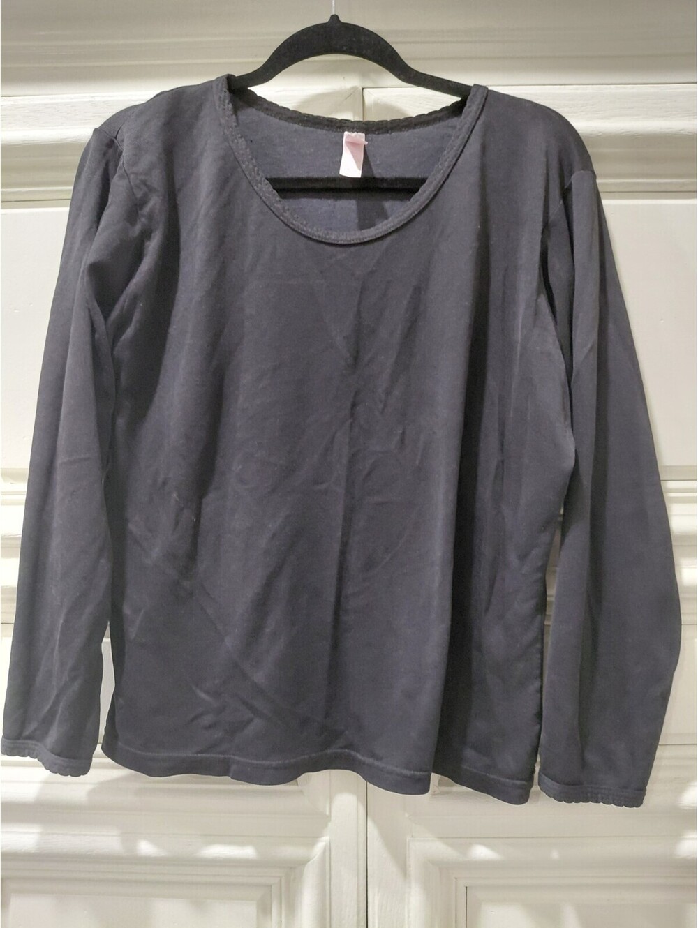 Secret Treasures Black Solid Knit Top Womens Size 2XL Scoop Neck Long Sleeve